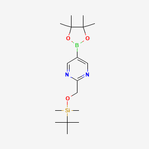 2-(((tert-Butyldimethylsilyl)oxy)methyl)-5-(4,4,5,5-tetramethyl-1,3,2-dioxaborolan-2-yl)pyrimidine
