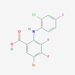 molecular formula C13H6BrClF2INO2 B8259800 5-Bromo-2-((2-chloro-4-iodophenyl)amino)-3,4-difluorobenzoic acid 