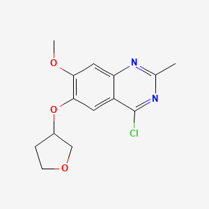 molecular formula C14H15ClN2O3 B8260071 (S)-4-Chloro-7-methoxy-2-methyl-6-[(tetrahydro-3-furyl)oxy]quinazoline 