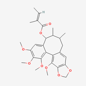 molecular formula C28H34O8 B8260108 (3,4,5,19-tetramethoxy-9,10-dimethyl-15,17-dioxatetracyclo[10.7.0.02,7.014,18]nonadeca-1(19),2,4,6,12,14(18)-hexaen-8-yl) (E)-2-methylbut-2-enoate 