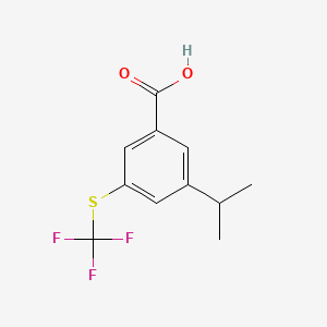 molecular formula C11H11F3O2S B8260170 3-Propan-2-yl-5-(trifluoromethylsulfanyl)benzoic acid 