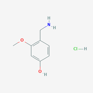 molecular formula C8H12ClNO2 B8260205 4-(Aminomethyl)-3-methoxyphenol hydrochloride 
