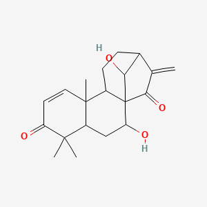 molecular formula C20H26O4 B8260270 2,16-Dihydroxy-5,5,9-trimethyl-14-methylidenetetracyclo[11.2.1.01,10.04,9]hexadec-7-ene-6,15-dione 
