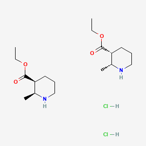 molecular formula C18H36Cl2N2O4 B8260281 ethyl (2S,3S)-2-methylpiperidine-3-carboxylate;ethyl (2R,3R)-2-methylpiperidine-3-carboxylate;dihydrochloride 