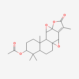 molecular formula C22H28O6 B8260289 [(1S,3R,8S,10S,11R,12R,15S,17S)-5,12,16,16-tetramethyl-6-oxo-2,7,9-trioxahexacyclo[9.8.0.0^{1,3.0^{4,8.0^{8,10.0^{12,17]nonadec-4-en-15-yl] acetate 