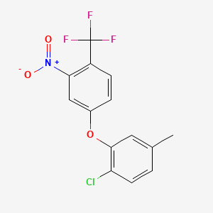 molecular formula C14H9ClF3NO3 B8260532 1-Chloro-4-methyl-2-[3-nitro-4-(trifluoromethyl)phenoxy]benzene 