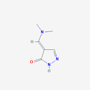 molecular formula C6H9N3O B8260616 3H-Pyrazol-3-one, 4-[(dimethylamino)methylene]-2,4-dihydro-, (4E)- 