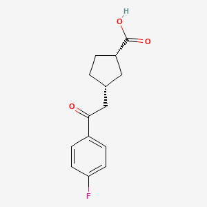 molecular formula C14H15FO3 B8260643 (1S,3R)-3-[2-(4-fluorophenyl)-2-oxoethyl]cyclopentane-1-carboxylic acid 