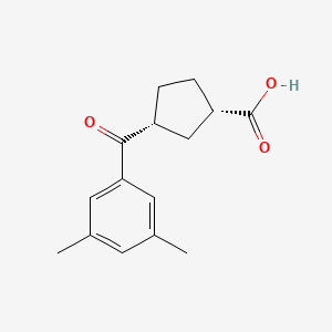 molecular formula C15H18O3 B8260658 (1S,3R)-3-(3,5-dimethylbenzoyl)cyclopentane-1-carboxylic acid 