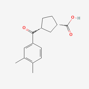 molecular formula C15H18O3 B8260660 (1S,3R)-3-(3,4-dimethylbenzoyl)cyclopentane-1-carboxylic acid 