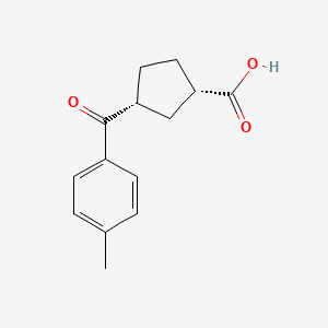 molecular formula C14H16O3 B8260663 (1S,3R)-3-(4-methylbenzoyl)cyclopentane-1-carboxylic acid 