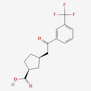 molecular formula C15H15F3O3 B8260686 (1S,3R)-3-[2-oxo-2-[3-(trifluoromethyl)phenyl]ethyl]cyclopentane-1-carboxylic acid 