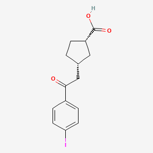 molecular formula C14H15IO3 B8260693 (1S,3R)-3-[2-(4-iodophenyl)-2-oxoethyl]cyclopentane-1-carboxylic acid 