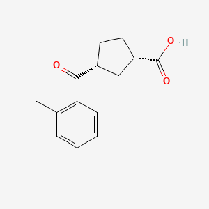 molecular formula C15H18O3 B8260714 (1S,3R)-3-(2,4-dimethylbenzoyl)cyclopentane-1-carboxylic acid 