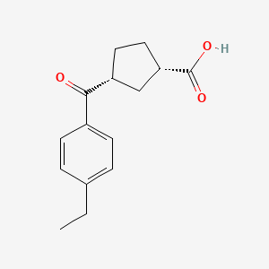 molecular formula C15H18O3 B8260723 (1S,3R)-3-(4-ethylbenzoyl)cyclopentane-1-carboxylic acid 