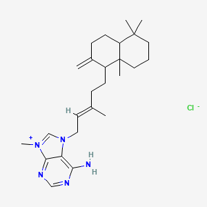 7-[(E)-5-(5,5,8a-trimethyl-2-methylidene-3,4,4a,6,7,8-hexahydro-1H-naphthalen-1-yl)-3-methylpent-2-enyl]-9-methylpurin-9-ium-6-amine;chloride