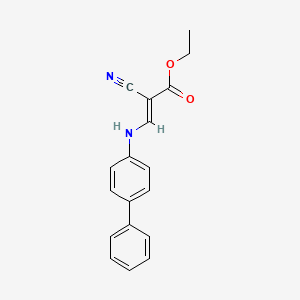 molecular formula C18H16N2O2 B8260808 3-(Biphenyl-4-ylamino)-2-cyanoacrylic acid ethyl ester 