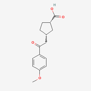 molecular formula C15H18O4 B8260860 (1S,3R)-3-[2-(4-methoxyphenyl)-2-oxoethyl]cyclopentane-1-carboxylic acid 