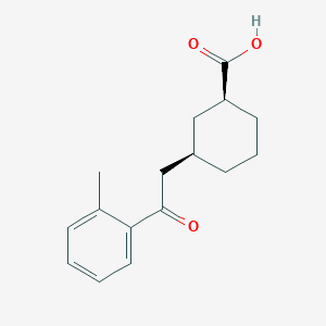 molecular formula C16H20O3 B8260891 (1S,3R)-3-[2-(2-methylphenyl)-2-oxoethyl]cyclohexane-1-carboxylic acid 