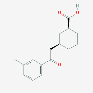 molecular formula C16H20O3 B8260895 (1S,3R)-3-[2-(3-methylphenyl)-2-oxoethyl]cyclohexane-1-carboxylic acid 