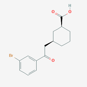 molecular formula C15H17BrO3 B8260912 (1S,3R)-3-[2-(3-bromophenyl)-2-oxoethyl]cyclohexane-1-carboxylic acid 