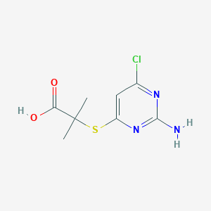 molecular formula C8H10ClN3O2S B8260985 2-(2-Amino-6-chloropyrimidin-4-yl)sulfanyl-2-methylpropanoic acid 