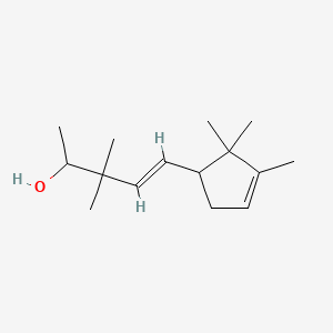 molecular formula C15H26O B8261068 4-Penten-2-ol, 3,3-dimethyl-5-(2,2,3-trimethyl-3-cyclopenten-1-yl)- CAS No. 244626-73-1