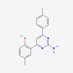molecular formula C18H17N3O B8261071 Phenol, 2-[2-amino-6-(4-methylphenyl)-4-pyrimidinyl]-4-methyl- CAS No. 89112-40-3