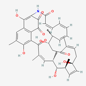molecular formula C39H45NO10 B8261114 (7Z,9S,10S,11S,12Z,14S,16Z,20S,21R,22Z,24Z,26Z)-4,10,14,20,34-pentahydroxy-3,7,9,11,17,21-hexamethyl-29-azatricyclo[28.3.1.05,33]tetratriaconta-1(33),2,4,7,12,16,22,24,26,30(34)-decaene-6,18,28,31,32-pentone 