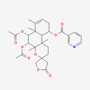 (5,6-diacetyloxy-4a,6a,7,10b-tetramethyl-2'-oxospiro[2,5,6,9,10,10a-hexahydro-1H-benzo[f]chromene-3,4'-oxolane]-10-yl) pyridine-3-carboxylate