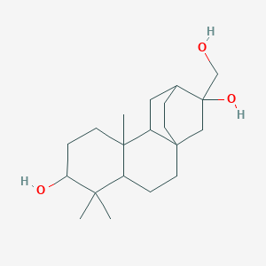 molecular formula C20H34O3 B8261123 13-(Hydroxymethyl)-5,5,9-trimethyltetracyclo[10.2.2.01,10.04,9]hexadecane-6,13-diol 