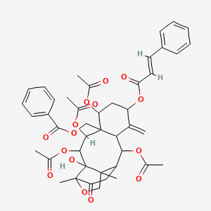 molecular formula C44H48O15 B8261179 [3,4,6,11-tetraacetyloxy-2-hydroxy-1,15-dimethyl-9-methylidene-14-oxo-8-[(E)-3-phenylprop-2-enoyl]oxy-16-oxatetracyclo[10.5.0.02,15.05,10]heptadecan-5-yl]methyl benzoate 