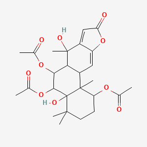 molecular formula C26H34O10 B8261183 (5,6-diacetyloxy-4a,7-dihydroxy-4,4,7,11b-tetramethyl-9-oxo-2,3,5,6,6a,11a-hexahydro-1H-naphtho[2,1-f][1]benzofuran-1-yl) acetate 