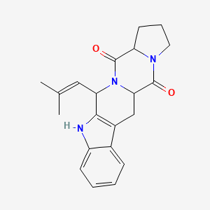 molecular formula C21H23N3O2 B8261293 12-(2-Methylprop-1-enyl)-10,13,19-triazapentacyclo[11.7.0.03,11.04,9.015,19]icosa-3(11),4,6,8-tetraene-14,20-dione 
