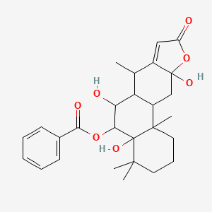 molecular formula C27H34O7 B8261303 (4a,6,10a-trihydroxy-4,4,7,11b-tetramethyl-9-oxo-2,3,5,6,6a,7,11,11a-octahydro-1H-naphtho[2,1-f][1]benzofuran-5-yl) benzoate 