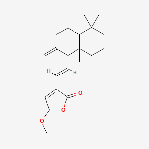 molecular formula C21H30O3 B8261305 4-[(E)-2-(5,5,8a-trimethyl-2-methylidene-3,4,4a,6,7,8-hexahydro-1H-naphthalen-1-yl)ethenyl]-2-methoxy-2H-furan-5-one 