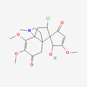 molecular formula C19H24ClNO6 B8261344 11-Chloro-4'-hydroxy-3',4,5-trimethoxy-7-methylspiro[7-azatricyclo[4.3.3.01,6]dodec-4-ene-10,5'-cyclopent-2-ene]-1',3-dione 