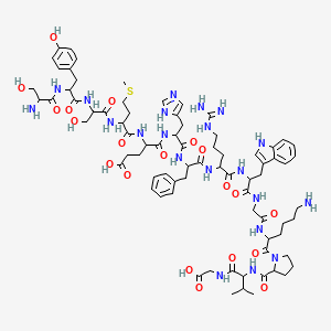 molecular formula C77H109N21O20S B8261360 5-[[1-[[1-[[1-[[1-[[2-[[6-amino-1-[2-[[1-(carboxymethylamino)-3-methyl-1-oxobutan-2-yl]carbamoyl]pyrrolidin-1-yl]-1-oxohexan-2-yl]amino]-2-oxoethyl]amino]-3-(1H-indol-3-yl)-1-oxopropan-2-yl]amino]-5-carbamimidamido-1-oxopentan-2-yl]amino]-1-oxo-3-phenylpropan-2-yl]amino]-3-(1H-imidazol-5-yl)-1-oxopropan-2-yl]amino]-4-[[2-[[2-[[2-[(2-amino-3-hydroxypropanoyl)amino]-3-(4-hydroxyphenyl)propanoyl]amino]-3-hydroxypropanoyl]amino]-4-methylsulfanylbutanoyl]amino]-5-oxopentanoic acid 