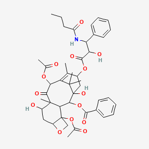 molecular formula C44H53NO14 B8261389 [4,12-Diacetyloxy-15-[3-(butanoylamino)-2-hydroxy-3-phenylpropanoyl]oxy-1,9-dihydroxy-10,14,17,17-tetramethyl-11-oxo-6-oxatetracyclo[11.3.1.03,10.04,7]heptadec-13-en-2-yl] benzoate 