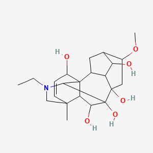 molecular formula C22H33NO6 B8261409 11-Ethyl-6-methoxy-13-methyl-11-azahexacyclo[7.7.2.12,5.01,10.03,8.013,17]nonadec-14-ene-4,8,9,16,18-pentol 