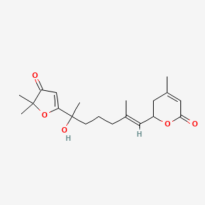 molecular formula C20H28O5 B8261434 2-[(E)-6-(5,5-dimethyl-4-oxofuran-2-yl)-6-hydroxy-2-methylhept-1-enyl]-4-methyl-2,3-dihydropyran-6-one 