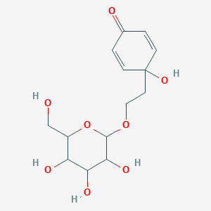 molecular formula C14H20O8 B8261598 4-Hydroxy-4-[2-[3,4,5-trihydroxy-6-(hydroxymethyl)oxan-2-yl]oxyethyl]cyclohexa-2,5-dien-1-one 