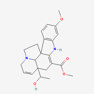 molecular formula C22H26N2O4 B8261615 Methyl 12-(1-hydroxyethyl)-5-methoxy-8,16-diazapentacyclo[10.6.1.01,9.02,7.016,19]nonadeca-2(7),3,5,9,13-pentaene-10-carboxylate 