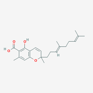 molecular formula C23H30O4 B8261731 5-Hydroxy-2-methyl-2-(4,8-dimethyl-3,7-nonadienyl)-7-methyl-2H-1-benzopyran-6-carboxylic acid 