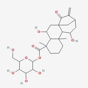 molecular formula C26H38O10 B8261740 [3,4,5-Trihydroxy-6-(hydroxymethyl)oxan-2-yl] 3,11-dihydroxy-5,9-dimethyl-14-methylidene-15-oxotetracyclo[11.2.1.01,10.04,9]hexadecane-5-carboxylate 