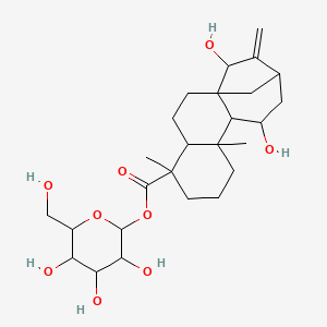 molecular formula C26H40O9 B8261807 [3,4,5-Trihydroxy-6-(hydroxymethyl)oxan-2-yl] 11,15-dihydroxy-5,9-dimethyl-14-methylidenetetracyclo[11.2.1.01,10.04,9]hexadecane-5-carboxylate 