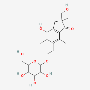 4-hydroxy-2-(hydroxymethyl)-2,5,7-trimethyl-6-[2-[3,4,5-trihydroxy-6-(hydroxymethyl)oxan-2-yl]oxyethyl]-3H-inden-1-one