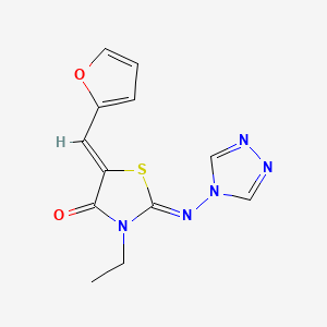 (2Z,5Z)-3-ethyl-5-(furan-2-ylmethylidene)-2-(1,2,4-triazol-4-ylimino)-1,3-thiazolidin-4-one