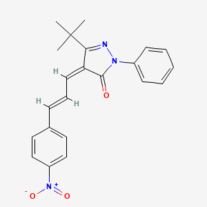 molecular formula C22H21N3O3 B8262024 3-(Tert-butyl)-4-(3-(4-nitrophenyl)prop-2-enylidene)-1-phenyl-2-pyrazolin-5-one 
