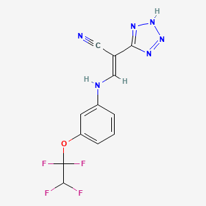molecular formula C12H8F4N6O B8262081 3-{[3-(1,1,2,2-tetrafluoroethoxy)phenyl]amino}-2-(1H-1,2,3,4-tetrazol-5-yl)prop-2-enenitrile 